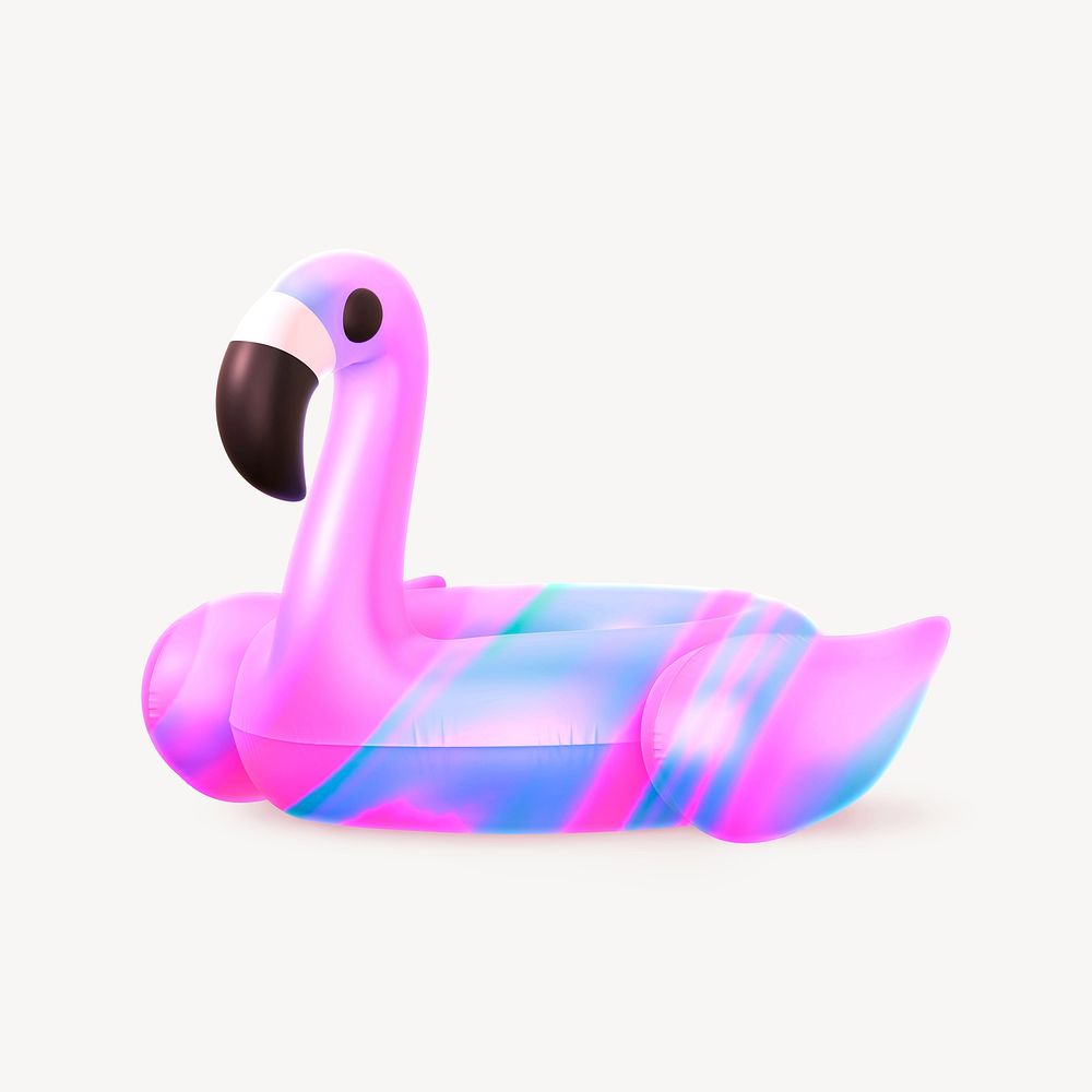 Aesthetic inflatable flamingo floatie collage element, 3D summer design psd