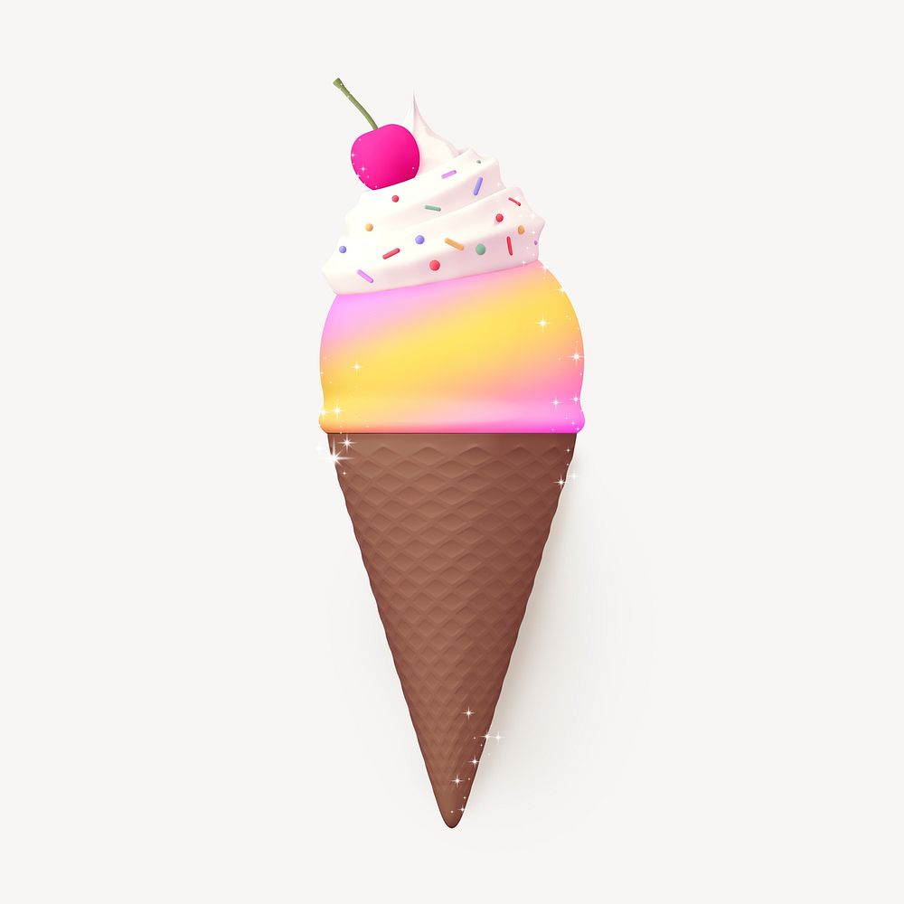 3D aesthetic ice cream, summer concept