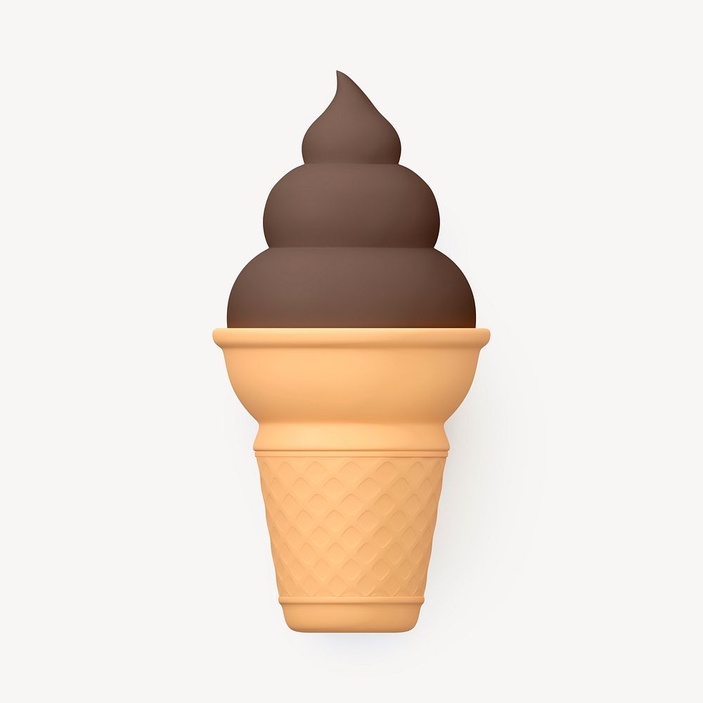 3D chocolate ice cream, summer concept
