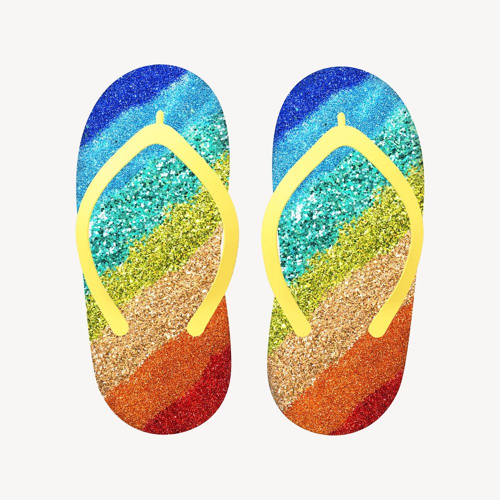 Flip flop collage element, 3D summer design psd