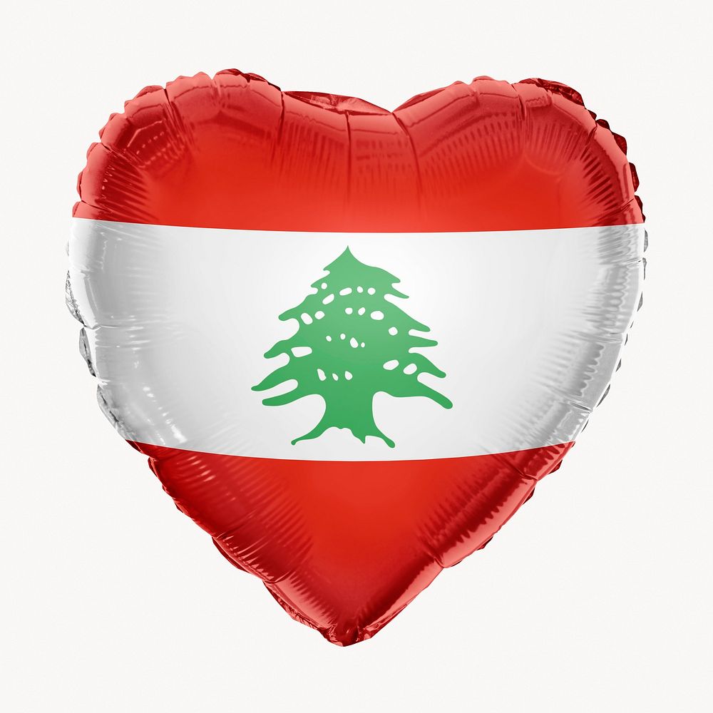 Lebanon flag balloon clipart, national symbol graphic