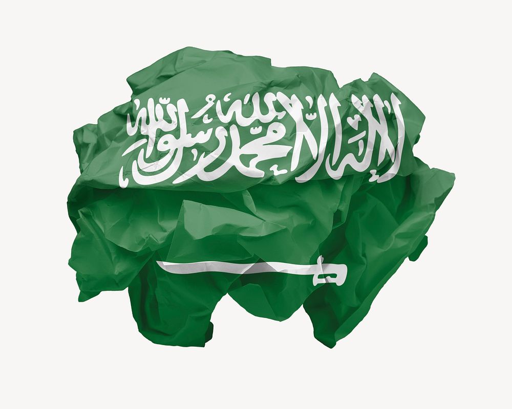 Saudi Arabia flag crumpled paper, national symbol graphic