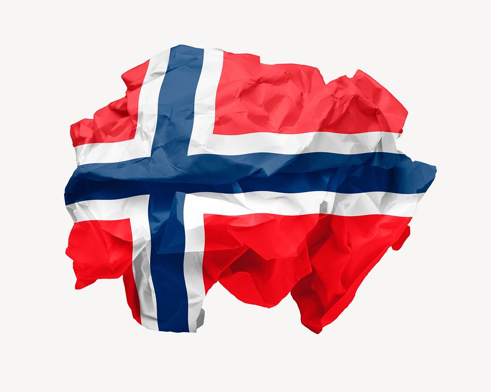 Norway flag crumpled paper, national symbol graphic