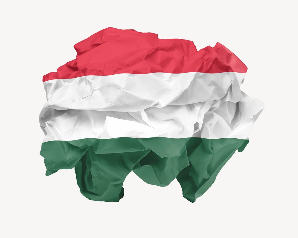 Hungary flag crumpled paper, national symbol graphic