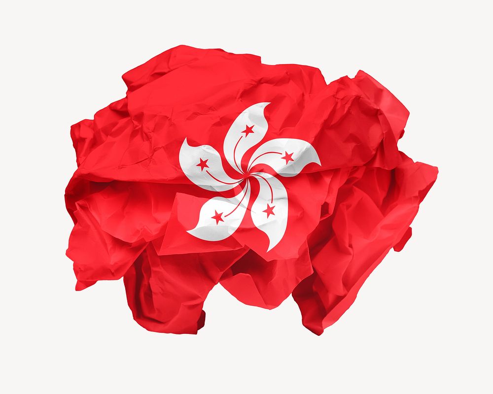 Hong Kong flag crumpled paper, national symbol graphic
