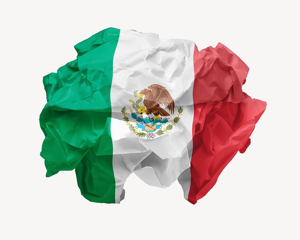 Mexico flag crumpled paper, national symbol graphic