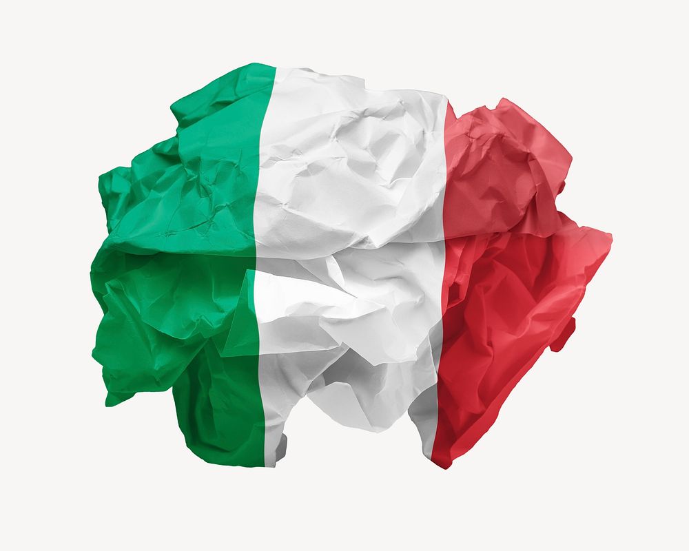 Italy flag crumpled paper, national symbol graphic