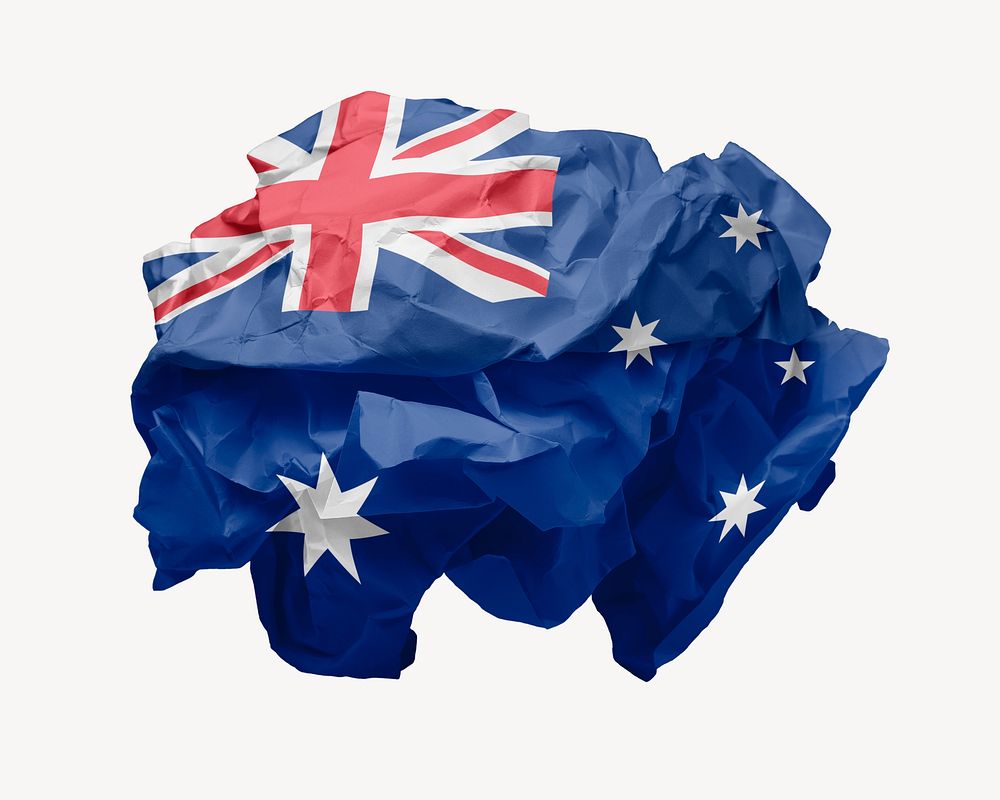 Australia flag crumpled paper, national symbol graphic