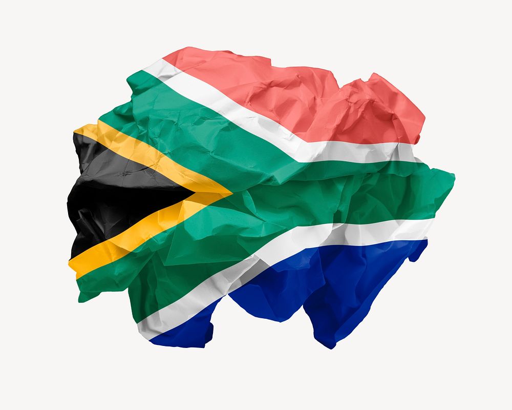 South Africa flag crumpled paper, national symbol graphic