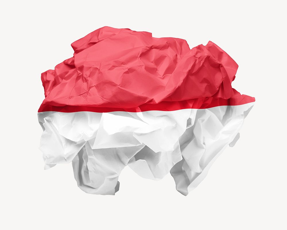Indonesia flag crumpled paper, national symbol graphic