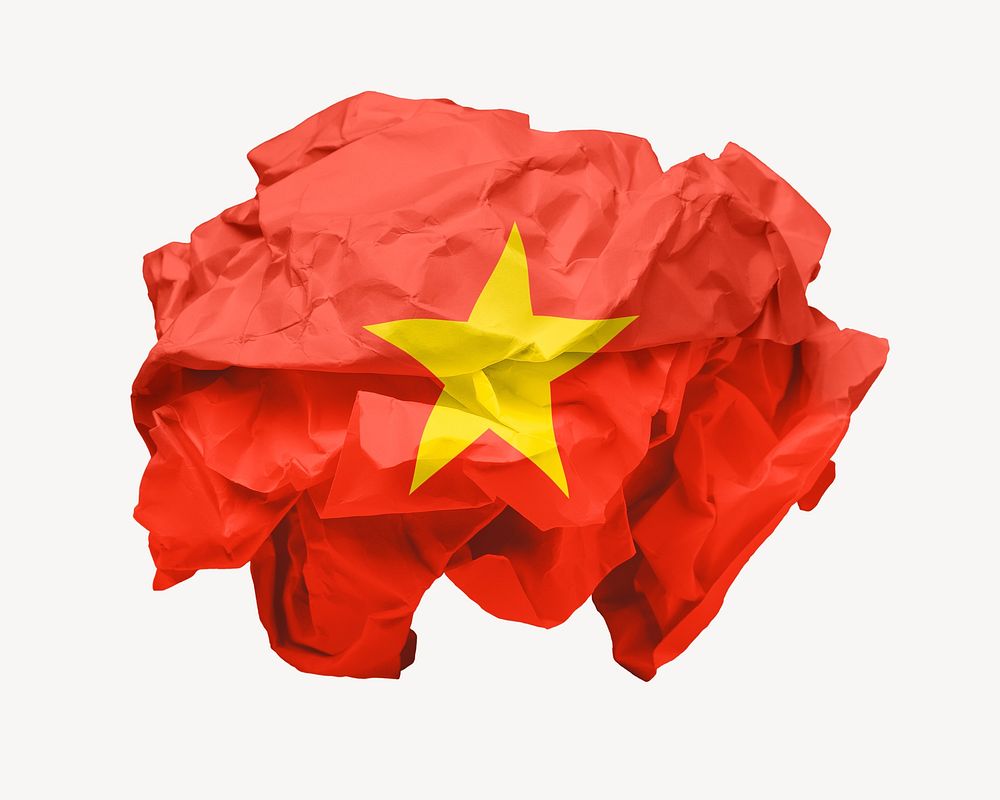 Vietnam flag crumpled paper, national symbol graphic