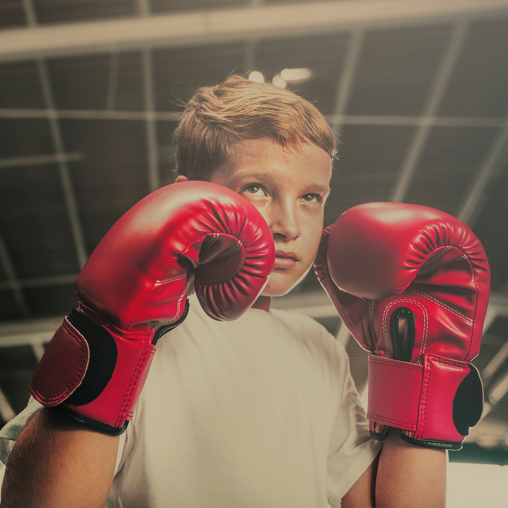Young man getting ready for boxing 