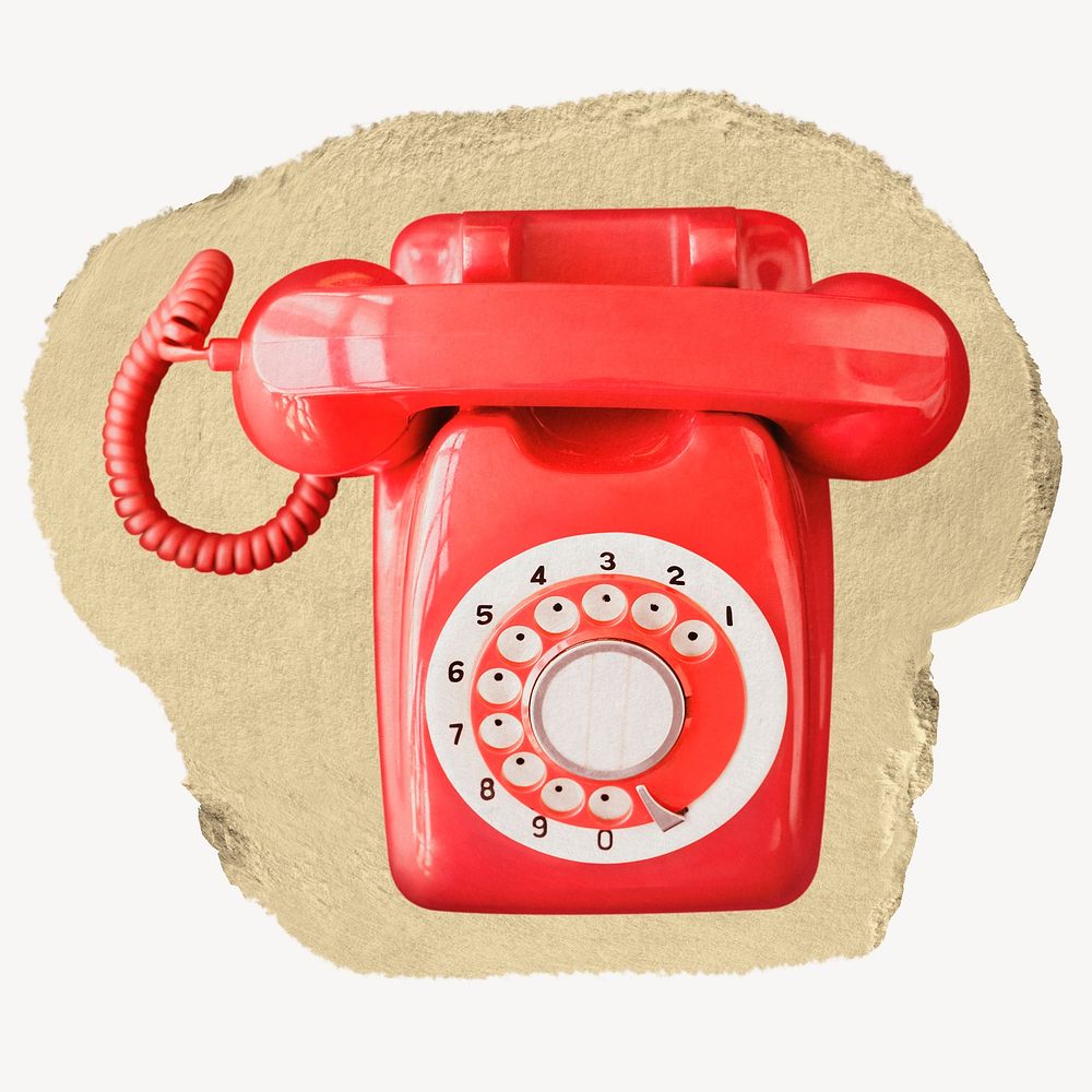 Red rotary telephone, ripped paper | Free Photo - rawpixel