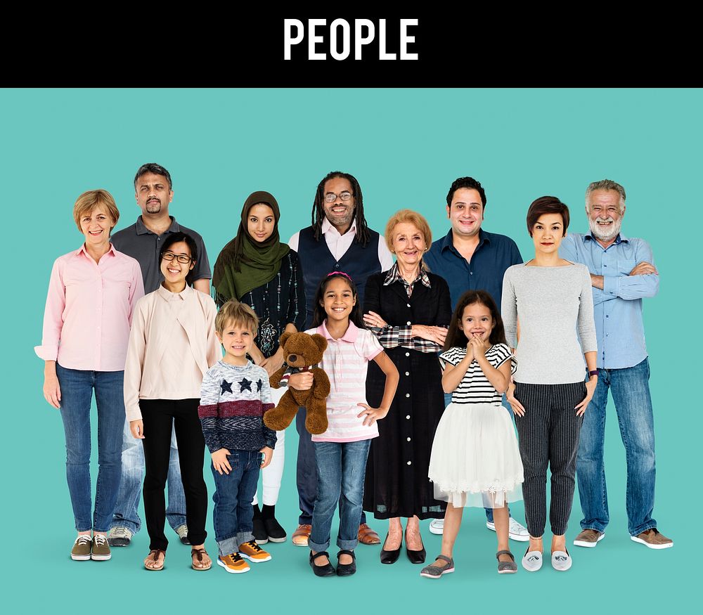 Diversity of People Generations Set Together Studio Isolated