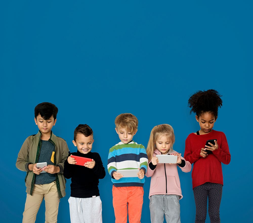 Little Children Playing Smart Phone
