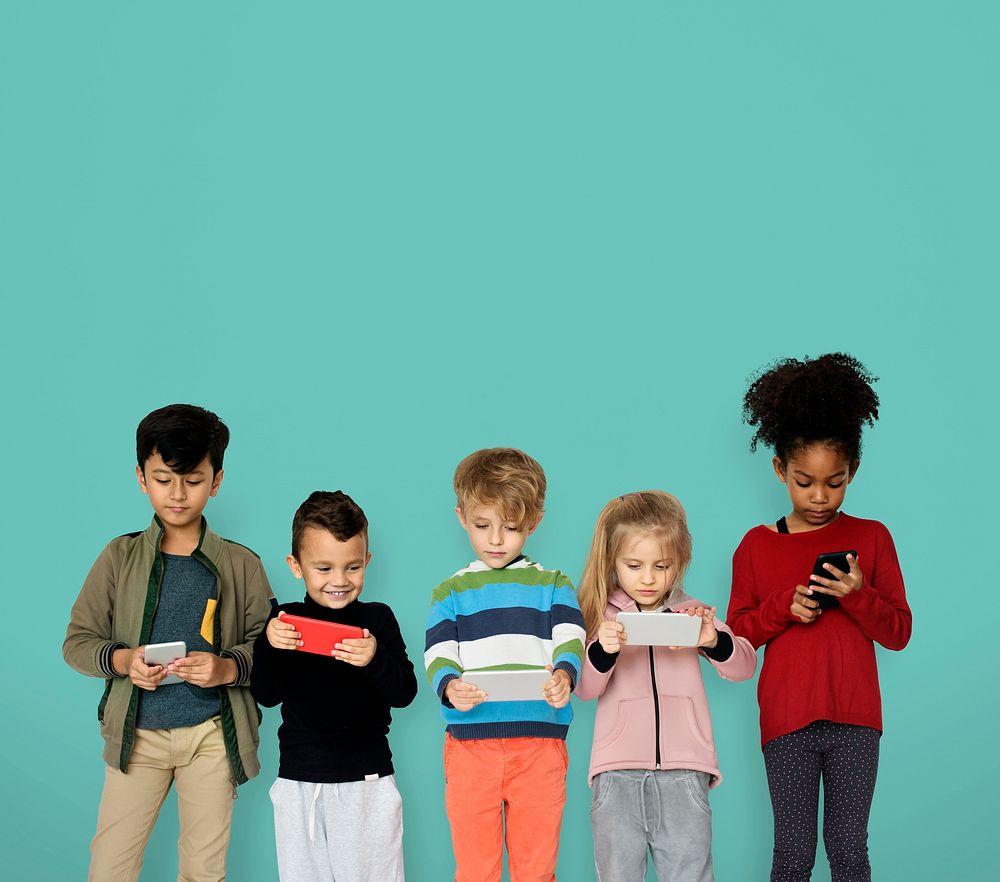 Little Children Playing Smart Phone