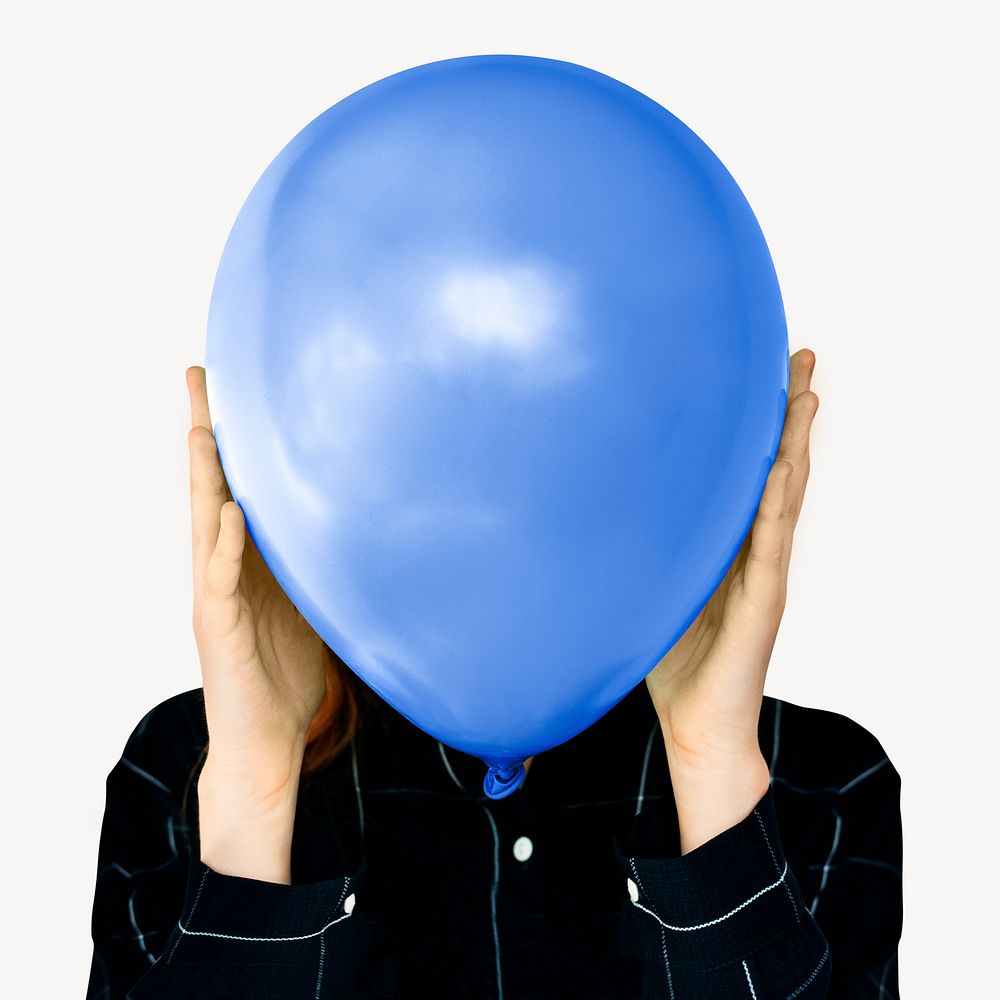 Woman holding balloon isolated image psd