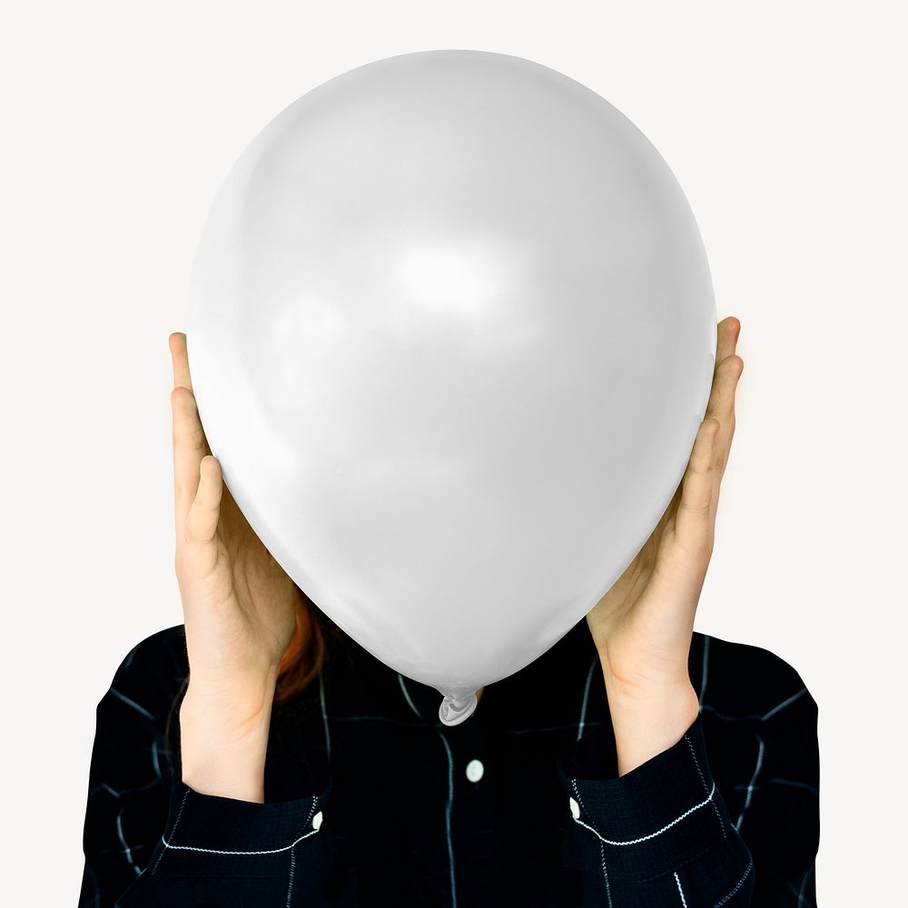 Woman holding balloon isolated image psd