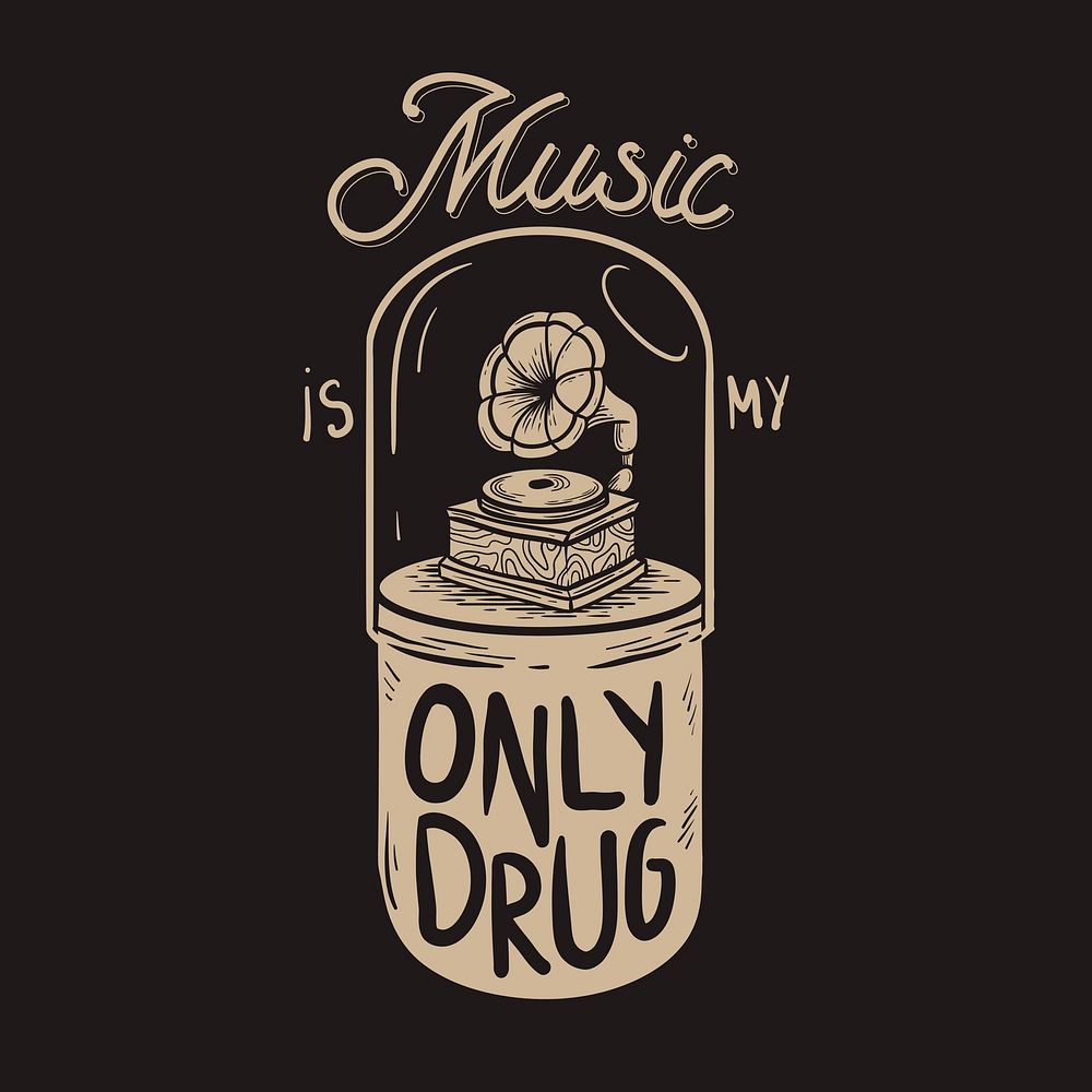 Music pill collage element, mental health illustration psd