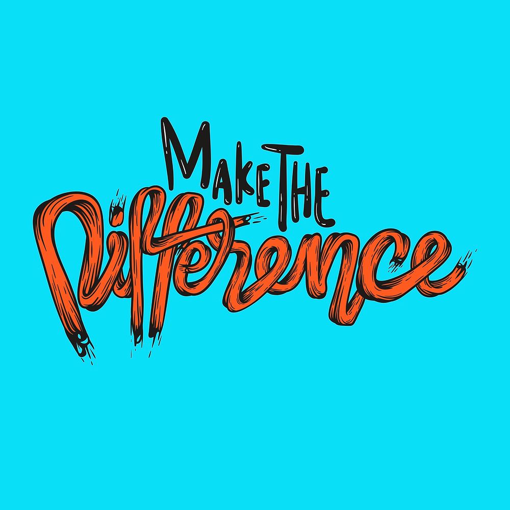 Make the difference word collage element, retro typography illustration psd