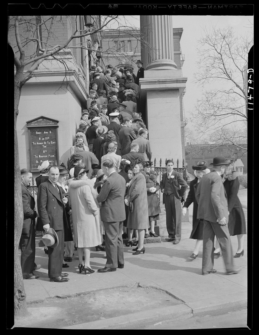 Washington, D.C. People waiting in line to enter the New York Avenue Presbyterian church. Sourced from the Library of…