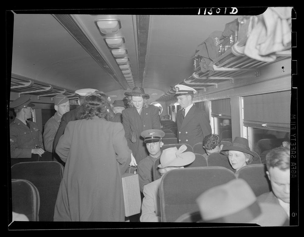 Washington, D.C. People preparing to leave a Pennsylvania Railroad coach. Sourced from the Library of Congress.