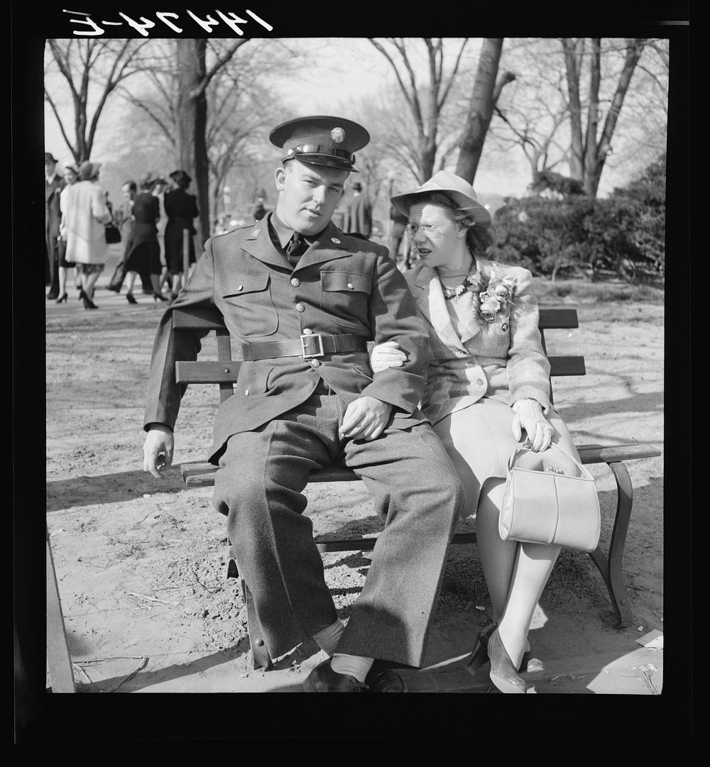 Soldier and friend. Cherry Blossom Festival, Washington, D.C.. Sourced from the Library of Congress.