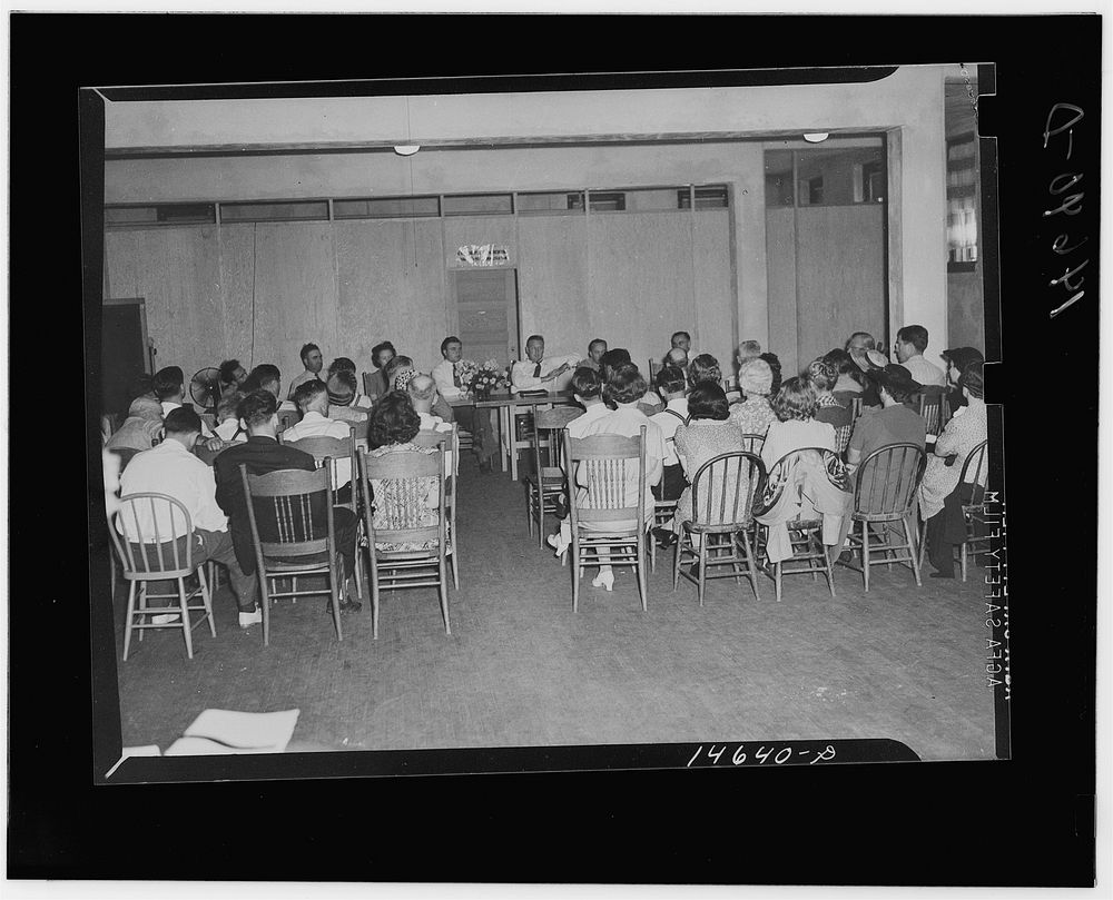 Milaca, Minnesota (vicinity). Meeting, probably for considering elimination of well pits. Sourced from the Library of…