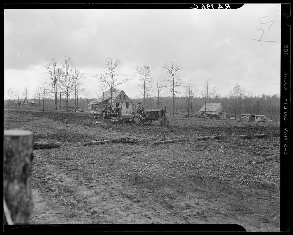[Untitled photo, possibly related to: Construction at Cumberland Homesteads. Crossville, Tennessee]. Sourced from the…