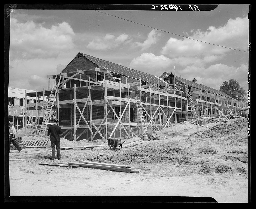 Construction of houses at Berwyn, Maryland. Sourced from the Library of Congress.