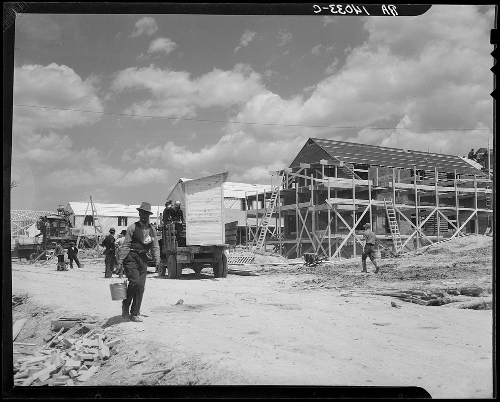 Construction of houses at Berwyn, Maryland. Sourced from the Library of Congress.