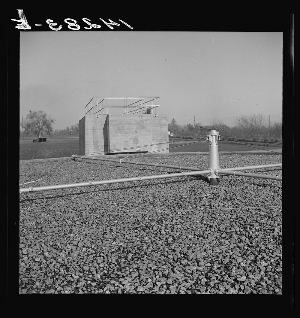 Sanitary plant. Visalia, California. Trickling filter. Sourced from the Library of Congress.