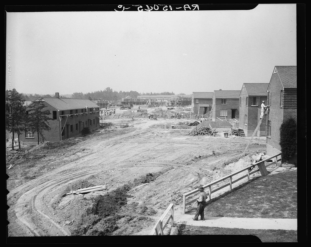 General view of construction. Greenbelt, Maryland. Sourced from the Library of Congress.