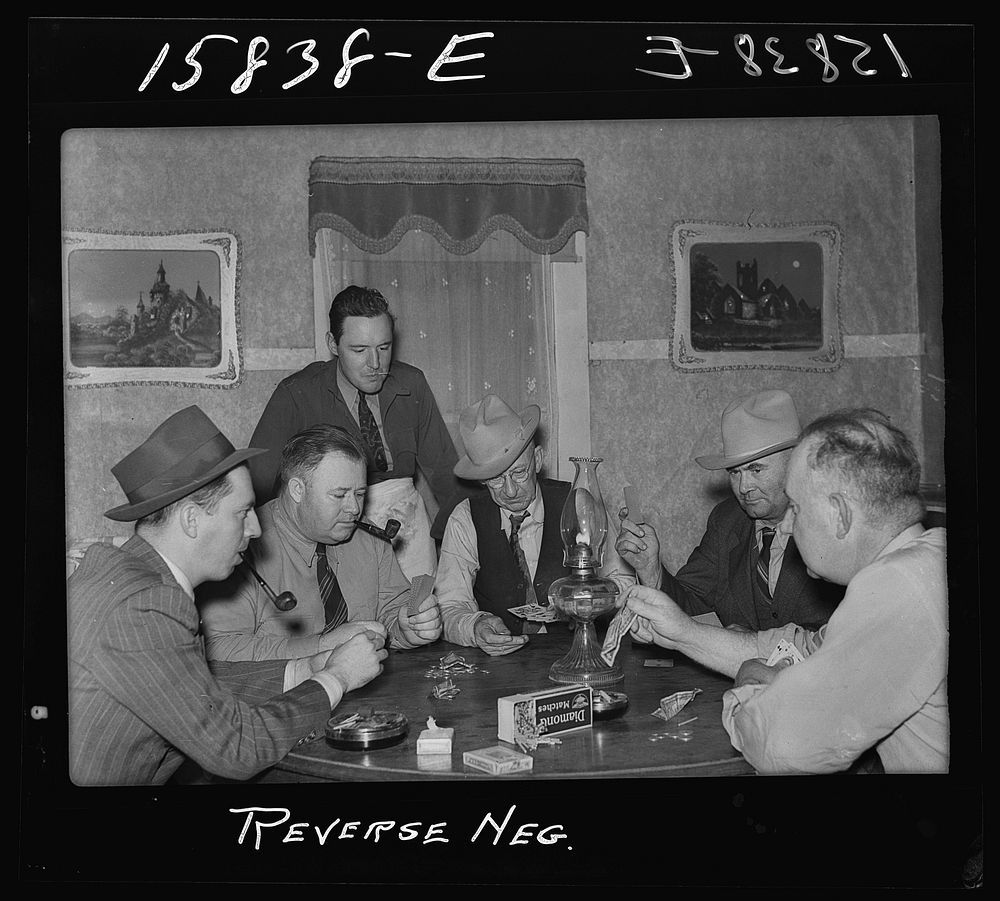 Poker game at ranch near Amarillo, Texas. Sourced from the Library of Congress.