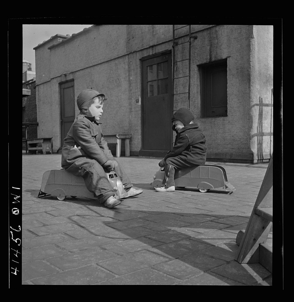 New York, New York. Children playing on the roof of the Lighthouse, an institution for the blind, at 111 East Fifty-ninth…