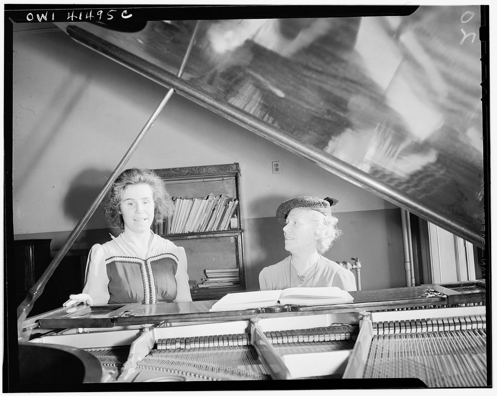 New York, New York. Dorothy Robert taking her singing lesson from Miss Campbell, an instructor at the Lighthouse, an…