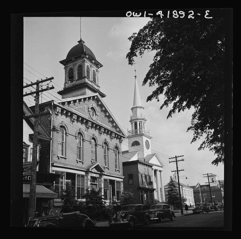 [Untitled photo, possibly related to: Southington, Connecticut. Town hall, in which all of the people meet to make their own…