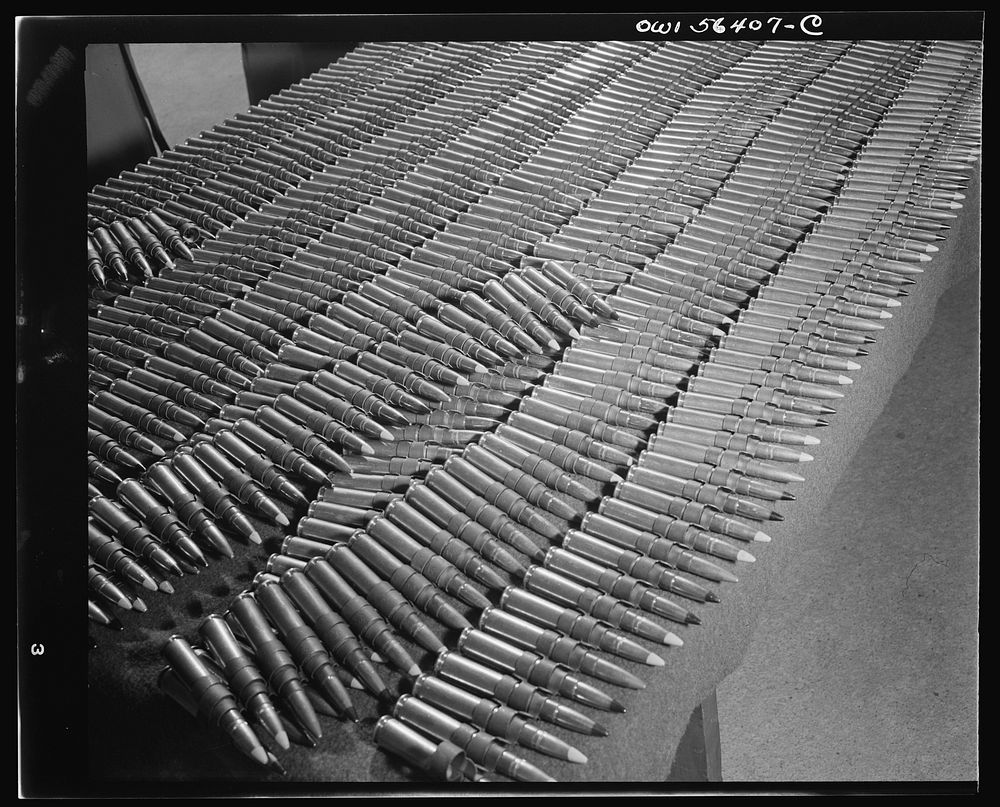 B-29 Super Fortress machine gun ammunition. Sourced from the Library of Congress.