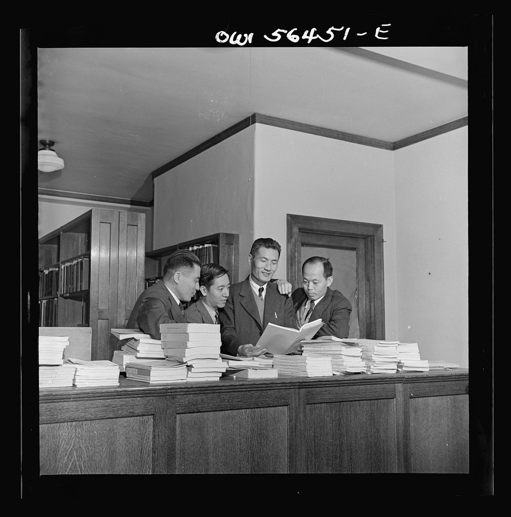 Chinese technical experts (social welfare) in University of Maryland library where they are taking training course given by…