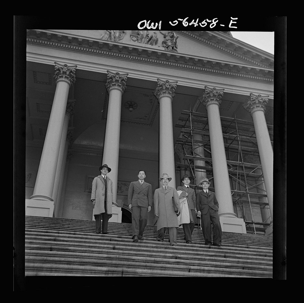 Chinese technical experts leaving national Capitol. From left: H.W. Li, C.K. Lin, W.T. Chang, and N.F. Chang. Sourced from…