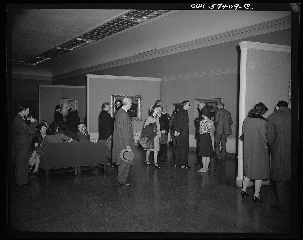 French journalists visit the National Gallery of Art, Washington, D.C., March 4, 1945.. Sourced from the Library of Congress.