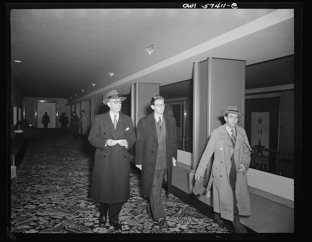 French journalists visit  Washington, D.C., March 4, 1945.. Sourced from the Library of Congress.