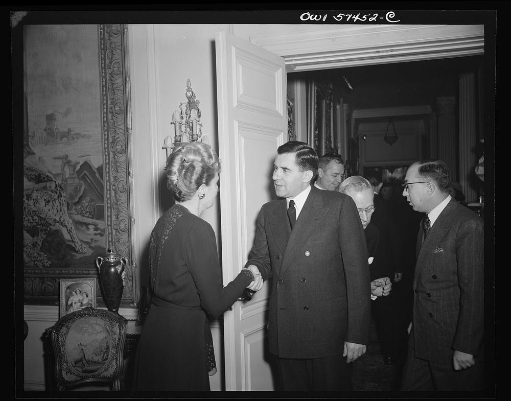 Mrs. Joseph E. Davies and Andrei A. Gromyko, Ambassador from the Union of Soviet Socialist Republics at a reception…