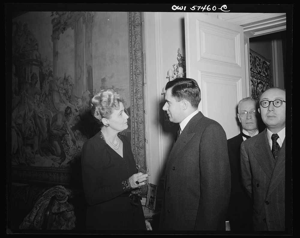 Mrs. Joseph E. Davies and Mr. Andrei Gromyko, Ambassador from the Union of Soviet Socialist Republics at a reception…