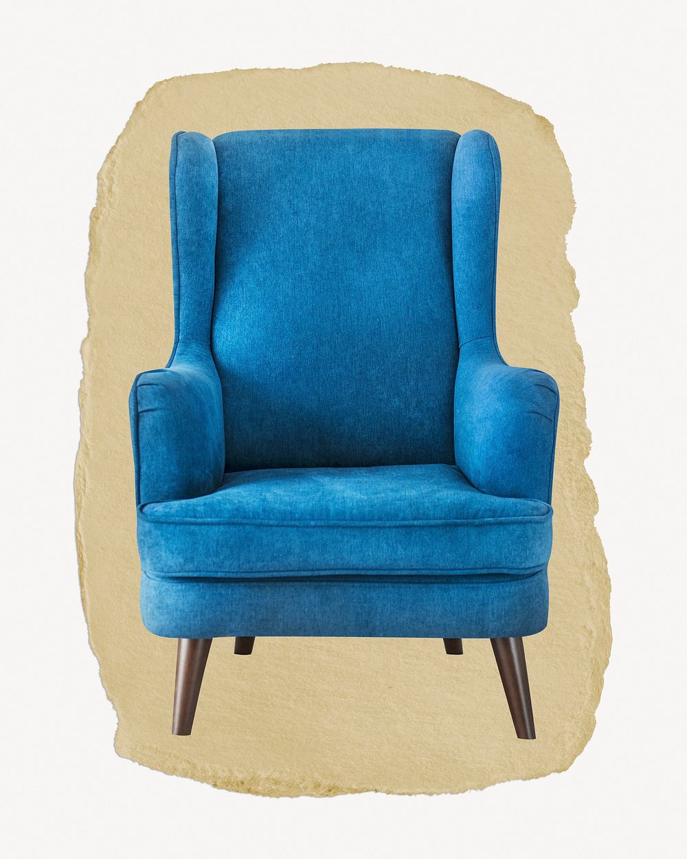 Retro armchair ripped paper, furniture graphic