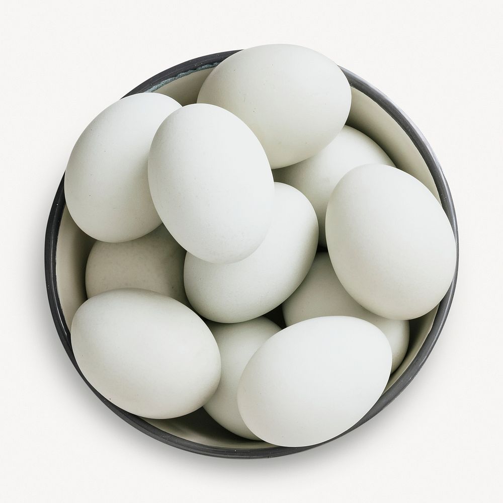 White eggs sticker, food ingredient isolated image psd