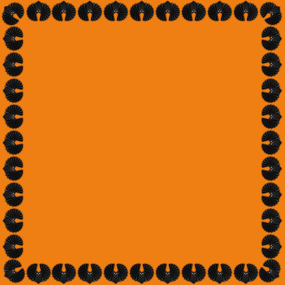 Black bats on an orange background Halloween frame design resource