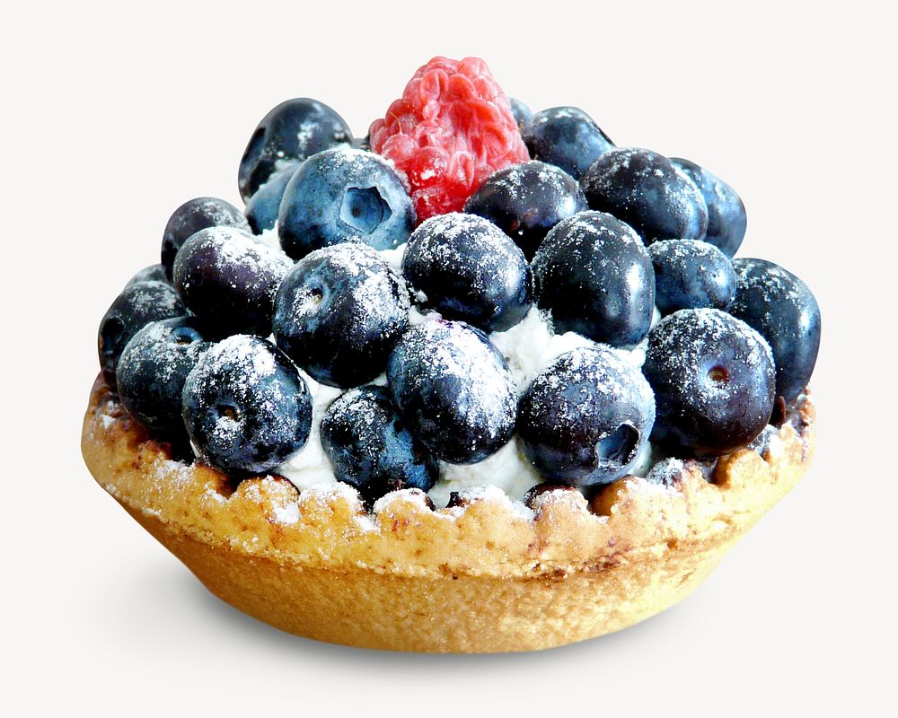 Blueberry tart sticker, dessert isolated image psd
