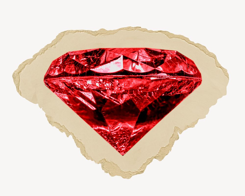 Red diamond, ripped paper collage element