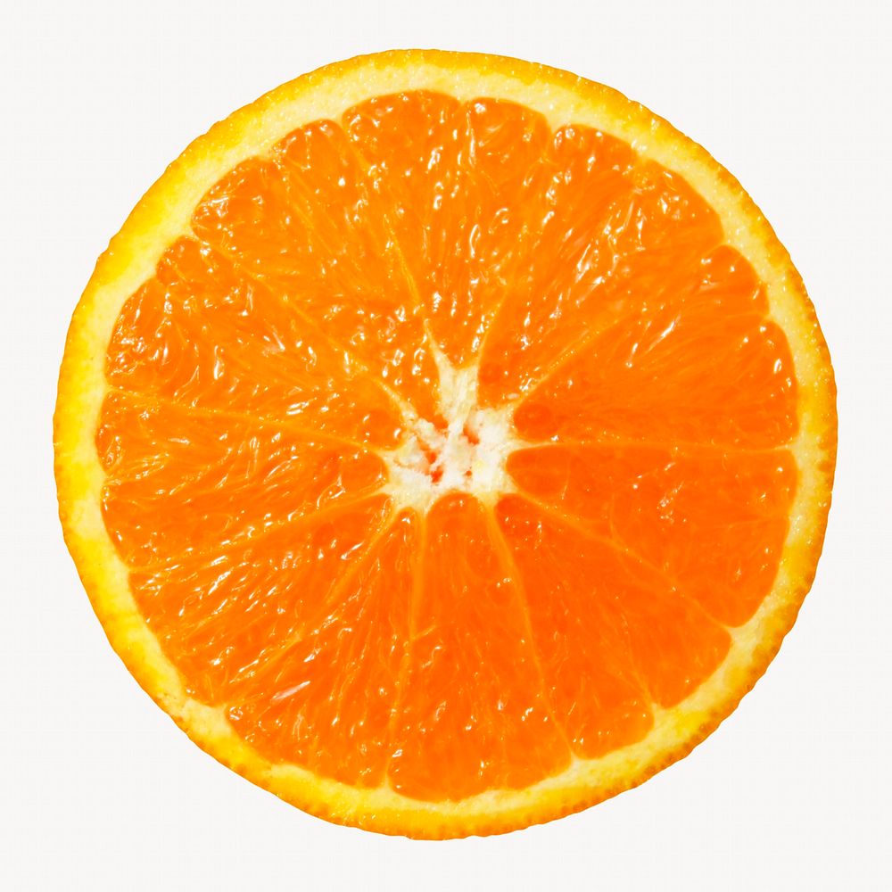 Orange slice, fruit, healthy food isolated image